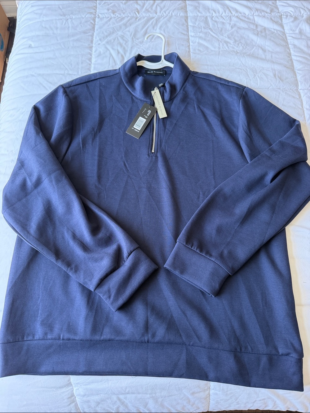 Elie Tahari Men's Navy Quarter-Zip Sweater
